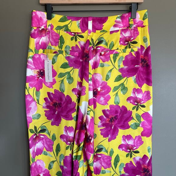 NWT Favorite Daughter Fiona Floral Satin Wide Leg Pants Sz 10 Yellow Pink Floral - Picture 12 of 16